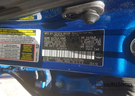 2020 Toyota Camry Se из США, поврежденный, VIN 4T1G11AKXLU371578